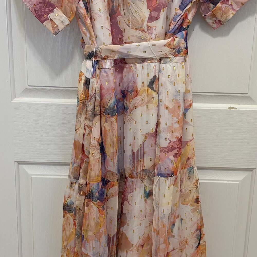 VENUS Floral Shine Detail Maxi Digital Wildflowers sheer Dress - Picture 3 of 10